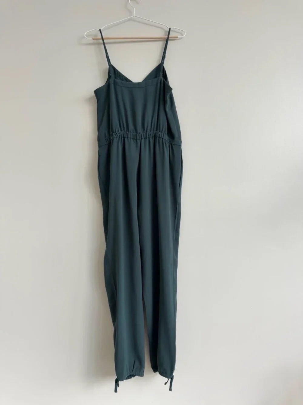 Madewell Forest Green Wrap Jumpsuit Medium Adjustable Straps Tie Ankle